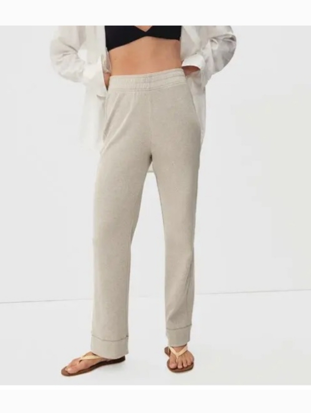 Everlane Light Beige Boot-Cut Lounge Pants